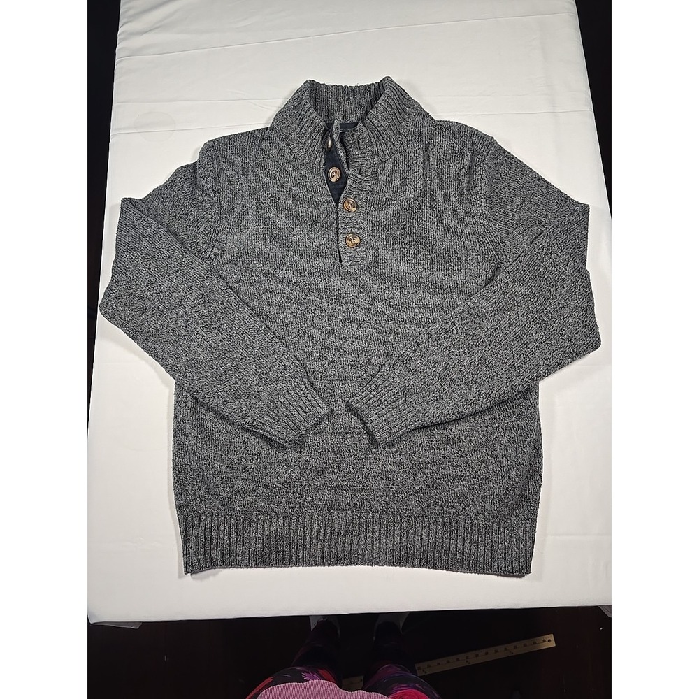 IZOD Mens Medium Sweater Pullover Long Sleeve Cable Knit Mock Neck Gray - Picture 1 of 9